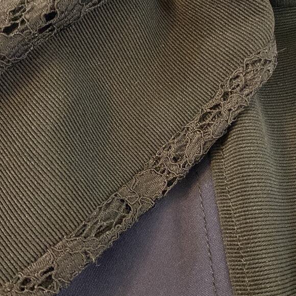 Rebecca Taylor Navy Lace Sleeve Fit and Flare Size XS Faux Leather Trim - Picture 9 of 10